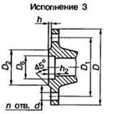 Чугунный квадратный фланец 100х155 6 кгс/см2 высокопрочный исполнение 3 ВЧ45 ГОСТ 33259-2015