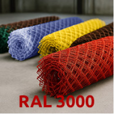 Сетка-рабица с полимерным покрытием 30x30x2.6 мм RAL 3000 (огненно-красный)